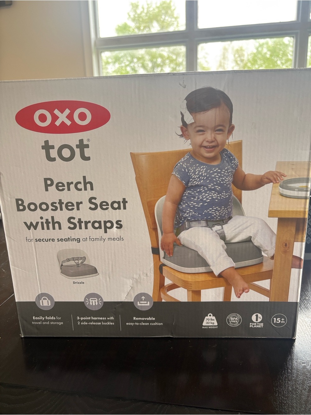 OXO Tot Grey Perch Booster Seat with Straps New In Box